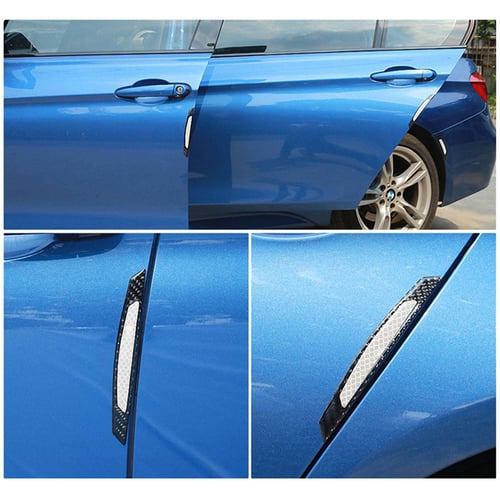 2Pcs Carbon Fiber Car Door Edge Guard Strip Reflective Stickers Warning Decals 