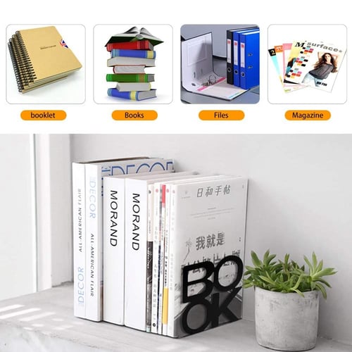 1 Pair Metal Bookends Book Support Organizer Shelves Library Office Bookends 