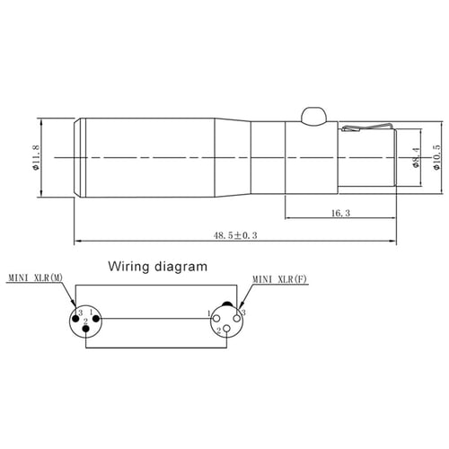3p Mini Xlr Male To 4p Female, Mini Xlr Wiring Diagram