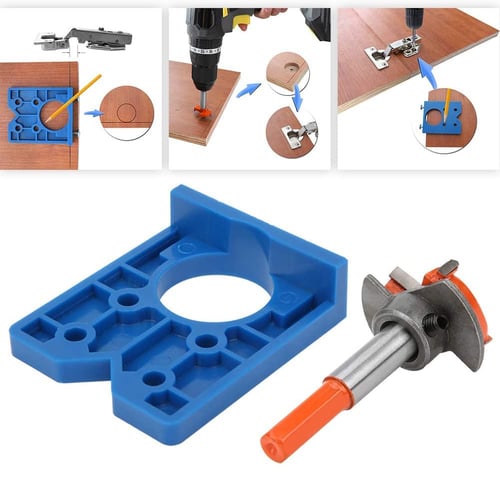 Hinge Jig Cabinet Wooden Door Hinges Installation Drill Hole Template Guide Tool