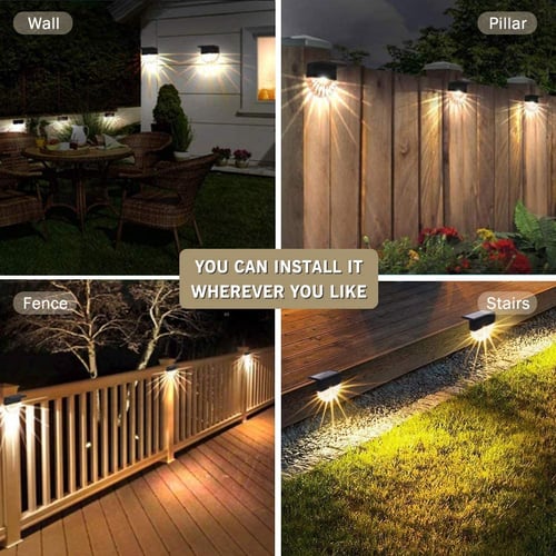 4X 8X Solar LED Deck Lights Outdoor Path Railing Pathway Stairs Step Fence Lamp 