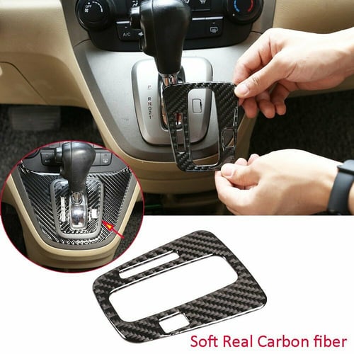 2Pcs Carbon Fiber Console Gear Shift Panel Trim Cover For Honda CR-V CRV 2007-11