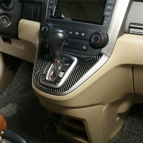 2pcs Carbon Fiber Console Gear Shift Panel Cover Trim For Honda CR-V CRV 2007-11 
