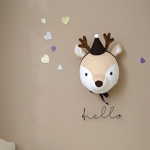 Animal Head Wall Decoration Kids Room Decor Nursery Hanging Baby Gifts Stuffed Toys - Baby Wall Art Decor