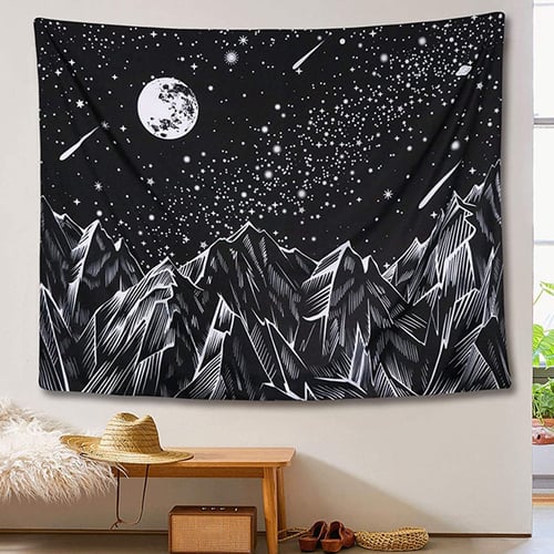 Tapestry Window Starry Sky Print Tapestry Art Wall Hanging Tapestry Home Decor 