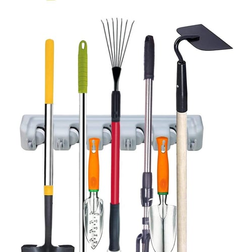 Space-Saving Mop Broom Holder Garden Tools Organizer Brush Hanger Storage Rack 