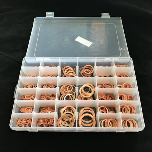568Pcs 30 Sizes Solid Copper Washers Seal Ring Flat Male Sump Seal Washer Kit 