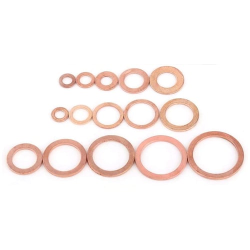 150-300pcs Copper Washer Gasket Set Flat Ring Seal Assortment Kit Box M5-M22 