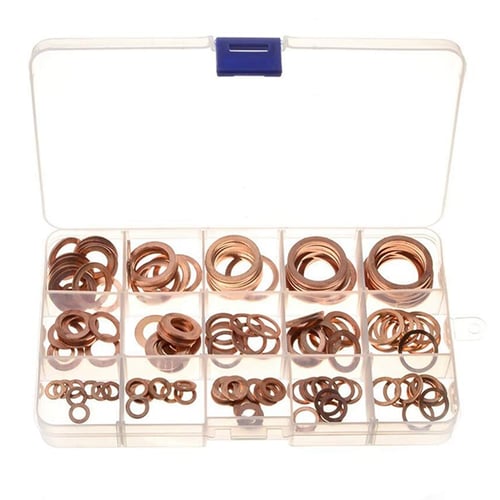 Flat Ring Seal 150pcs Professional M5-M22 Assorted Copper Washer Gasket Set 