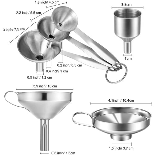 Stainless Steel Pouring Decanting Funnel With Filter Jam Strainer Kitchen Tools 
