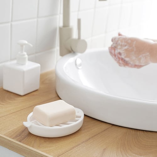Silicone Soap Holder Non Slip Soap Dish Box Tray Draining Rack Bathroom Shower 