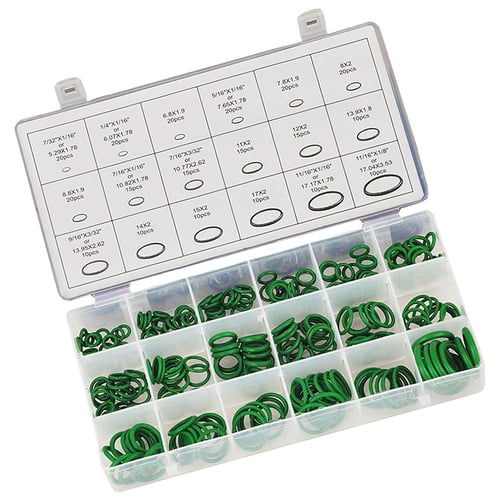 270 Piece O-Ring Kit with Plastic Box Green Seal Plumbers Pumps Car Garages 18 Sizes Rubber Gasket Ring 
