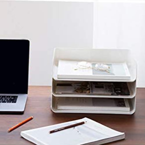Desk File Organizer Desktop Paper Tray Holder 4 Trays Stackable Letter Tray 