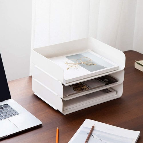 2xOffice Desk Organiser Stackable Filling Tray for Letter Document File A4 Paper 