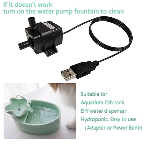 Mini USB Water Pump Submersible Fountain Animal Water Dispenser Fountain with Low Noise for Fish Tank,Small Pond Aquarium