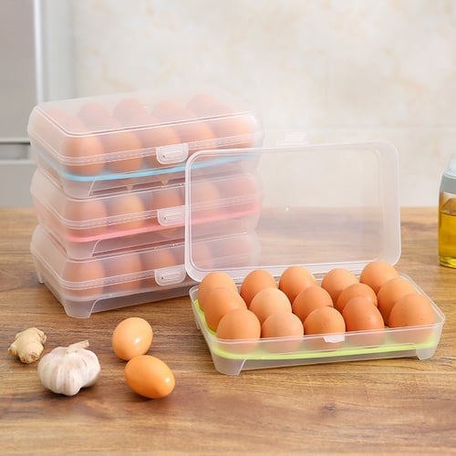 Portable 15 Egg Holder Case Box Refrigerator Crisper Container Home Food Storage 