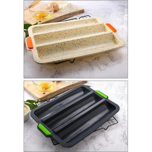 3-slot Non-stick Baguette Baking Tray Loaf Mold French Bread Pan Bake Tools Tin 