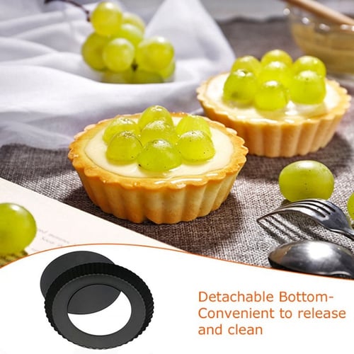 Tart Flan Pie Pan Nonstick Heavy Duty 10 Inch Quiche Cheese Molds With Removable Loose Bottom Fluted 