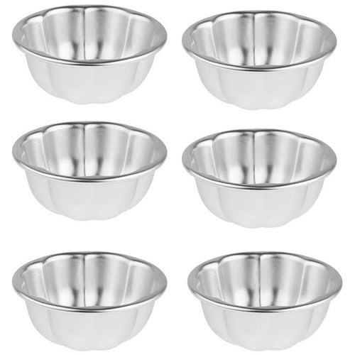 6 Individual Pudding Mould Mini Anodised Aluminum Nonstick Egg Tart Mold Pan Cup 
