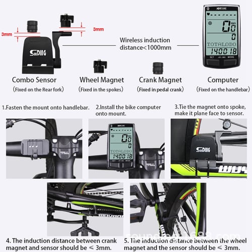 Sunding Bike Bluetooth 4.0 Wireless Combo Cadence Sensor Speedometer APP Control 