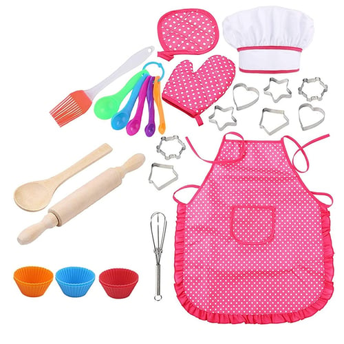 Chef Set Kids Kitchen Cooking Baking Kits Children Dress Up Role Play Game Toys 