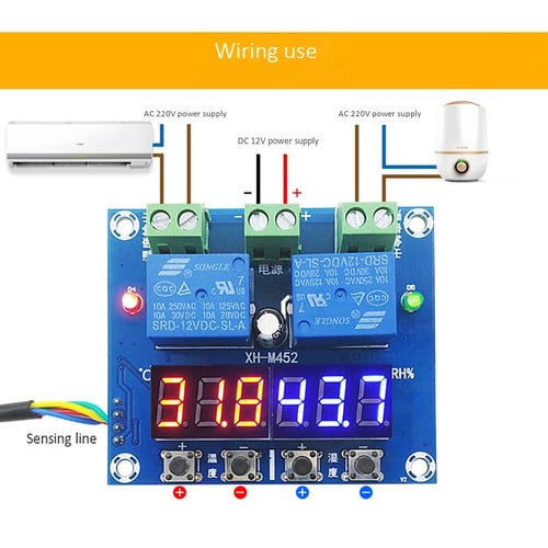 Dual Output Temperature Humidity Controller Module,DC 12V Automatic Thermometer Hygrometer Control Board for Hatching and Breeding 