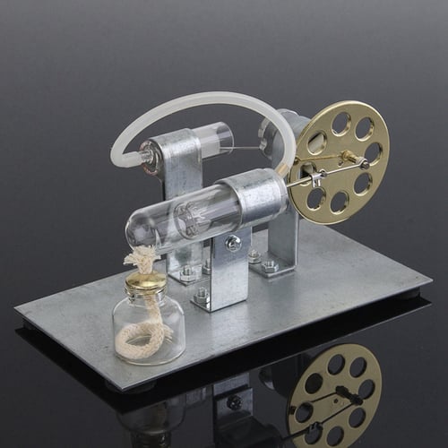 2 Double Cylinder Hot Air Stirling Engine Motor Model Physics Steam Power Toy 