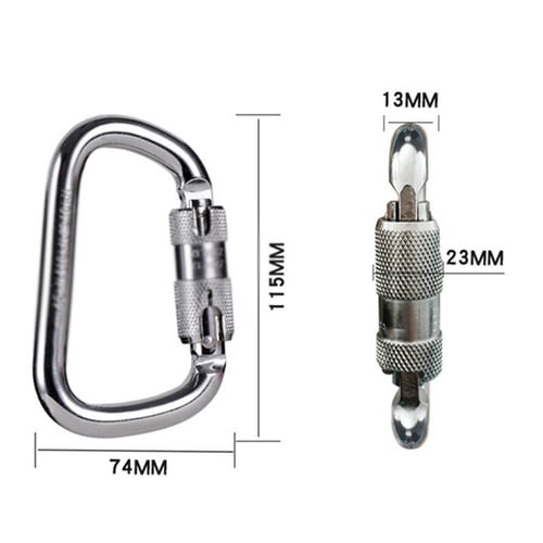 40KN D Carabiners Screw Locking Hook for Rock Climbing Moutaineering 