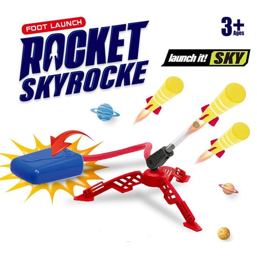 Kids Rocket Launcher Air Pump Jump Stomp Blower Foam Rocket  Outdoor Game Toys 