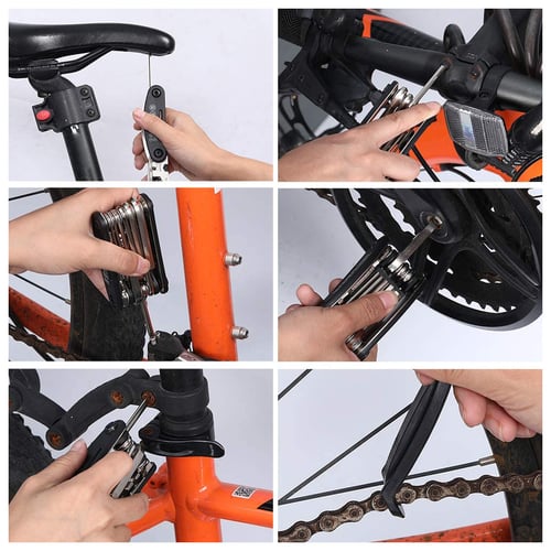 Bike Repair Tool Kits 16 in 1 Multifunction Bicycle Mechanic Fix Tools Set Bag 