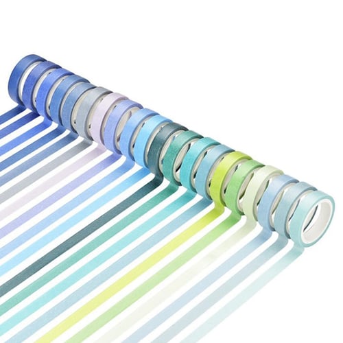 12 Pcs Basic Solid Color Washi Tape Rainbow Masking Tape Decorative Adhesive Tape Sticker Scrapbook Diary Stationery