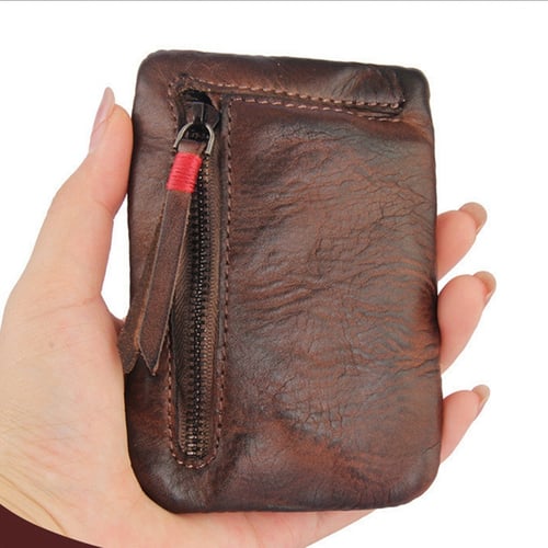 Men Little Leather Coin Purse Wallet Change Bag Card Holder Zipper Clutch Bag 