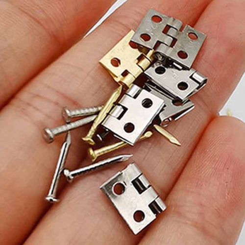 100Pcs Mini Hinges Pure Copper Cabinet Drawer Butt Hinges Connectors Miniature Furniture Wooden Box Jewelry Chest Box Cabinet DIY Accessories