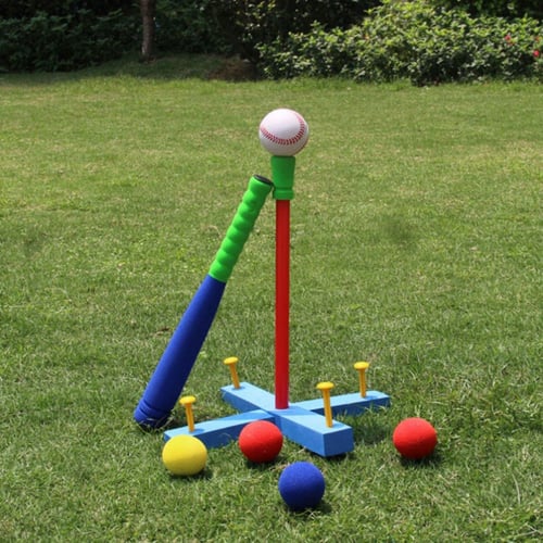16.5" Kids Foam T Ball Baseball Set Toy for Toddlers 8 Different Colored Balls 