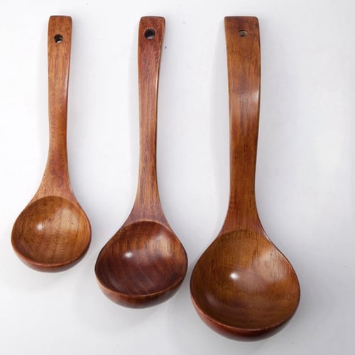 Large Wooden Kitchen Cooking Spoon Porridge Soup Catering Rice Spoons Tableware