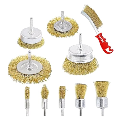 Brass Coated Wire Wheel Drill Brushes Polishing Set with 3 Different Sizes for Rust Removal & Paint Removal 45 Pcs Wire Wheel Cup Brush Set 