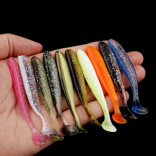 5x Soft Fishing Lures Swimming Worm & T-Type Paddle Tail for Trout Walleye