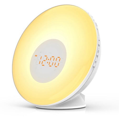 Bedroom Wake-Up Light Alarm Clock With Sunrise Simulation FM Radio Touch Control 