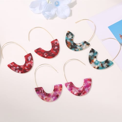 D.Rosse Acrylic Earrings Statement Tortoise Hoop Earrings Resin Wire Drop Dangle Earrings Bohemian Fashion Jewelry for Women Girls