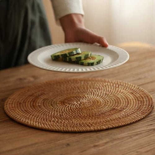 2 Pack Handwoven Rattan Placemats Round Wicker Table Mats Natural Woven Placemats For Dinner Table Heat Resistant Mats Buy 2 Pack Handwoven Rattan Placemats Round Wicker Table Mats Natural Woven Placemats For Dinner Table Heat