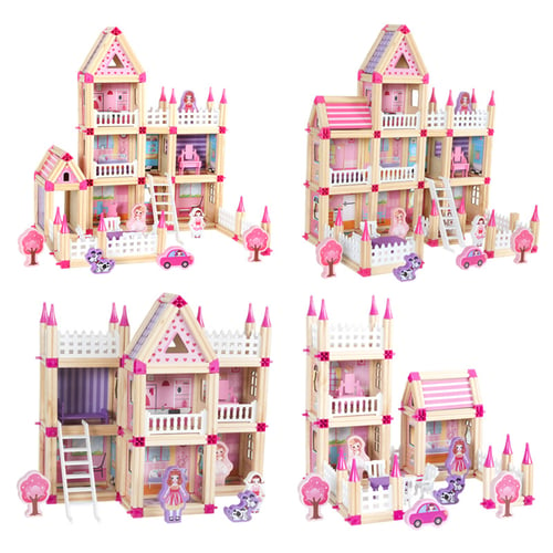 Architect Building Blocks Wooden Toy House Model Game for Kids Boy and Girl 