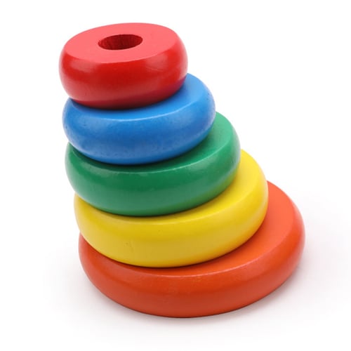 Kids Baby Cloth Colorful Puzzle Stacking Ring Tower Building Block Toy 