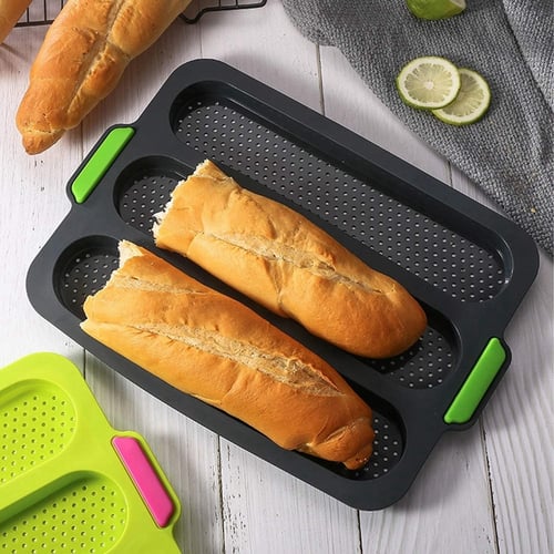 Mini Silicone French Bread Baking 8 Loave Mold Baguette Pan Tray Bread Liner