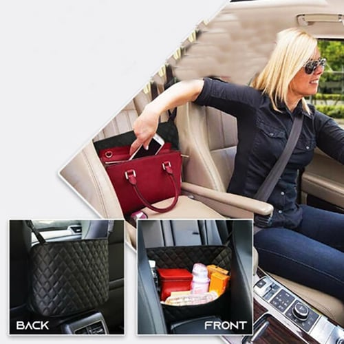 Upgrade Style Car Net Pocket Handbag Holder Between Car Seat Storage Black/Red 