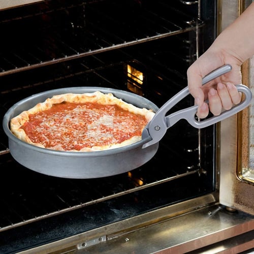 Heavy Duty Aluminium Pizza Pan Gripper Oven Cast Tongs Baking Tray Dishes Clip 