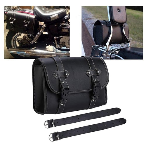 PU Leather Motorcycle Tail Bag Storage SaddleBag Tool Bag with 2xMounting Straps 