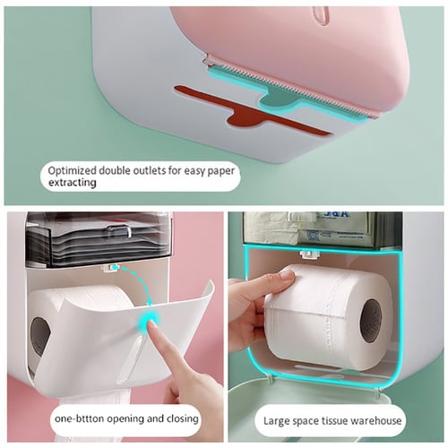Waterproof Toilet Paper Holder Plastic Wall Mounted For Towel Bathroom Shelf Storage Box Tray - Wall Paper Holder Plastic