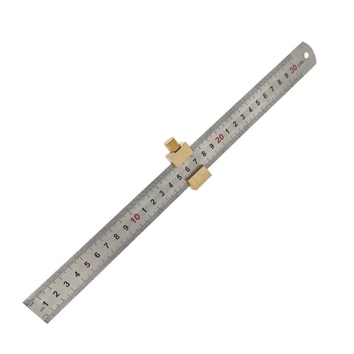 Steel Ruler Positioning Block Brass Angle Scriber Line Marking Gauge for Ruler Locator DIY Carpentry Scriber Measuring Tools