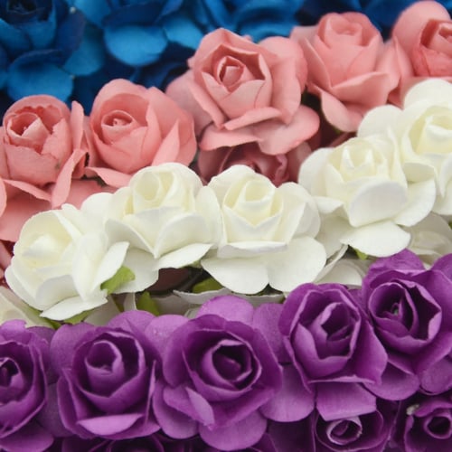 144PCS Mini Flower Head Artificial Paper Flowers Rose For Wedding Party Decor@HV 