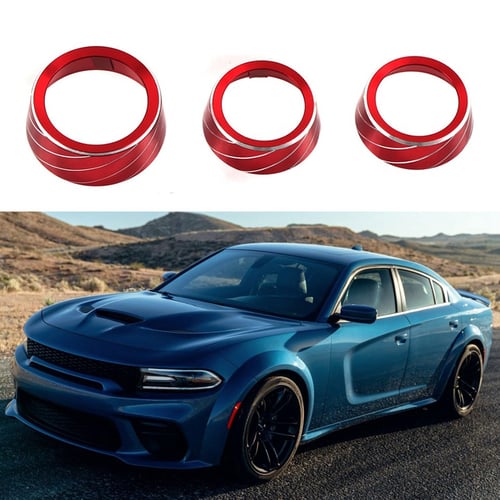 3PCs Air Conditioning Button Cover For 2015-2020 Dodge Challenger Charger Blue